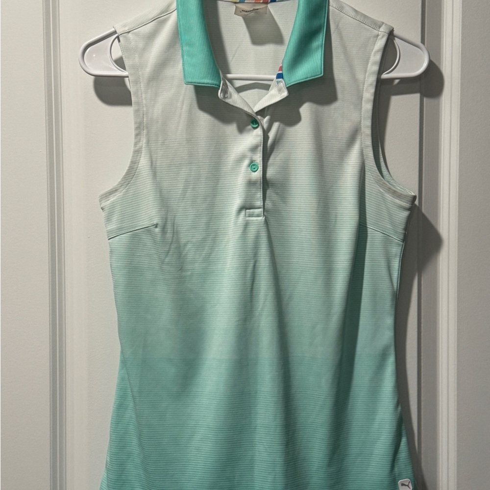 Puma Green Fitted Sleeveless Golf Shirt